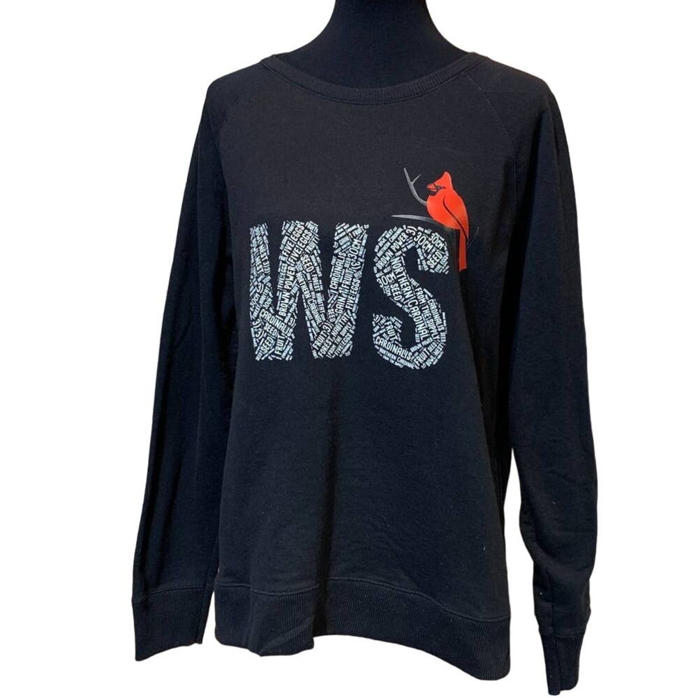 Wingspan Inspired Mens 2XL Northern Cardinal Hand Printed Upcycled Sweatshirt